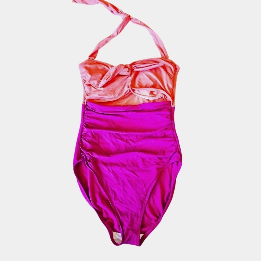 Women's 10 Ralph Lauren monokini cut out one piece swimsuit swim suit pink ornge